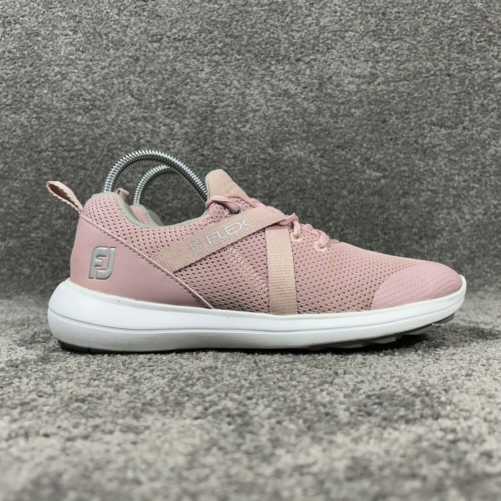 FootJoy Fj Flex 95730 Women's Size 7 M Pink White Spikeless Golf Shoes Used